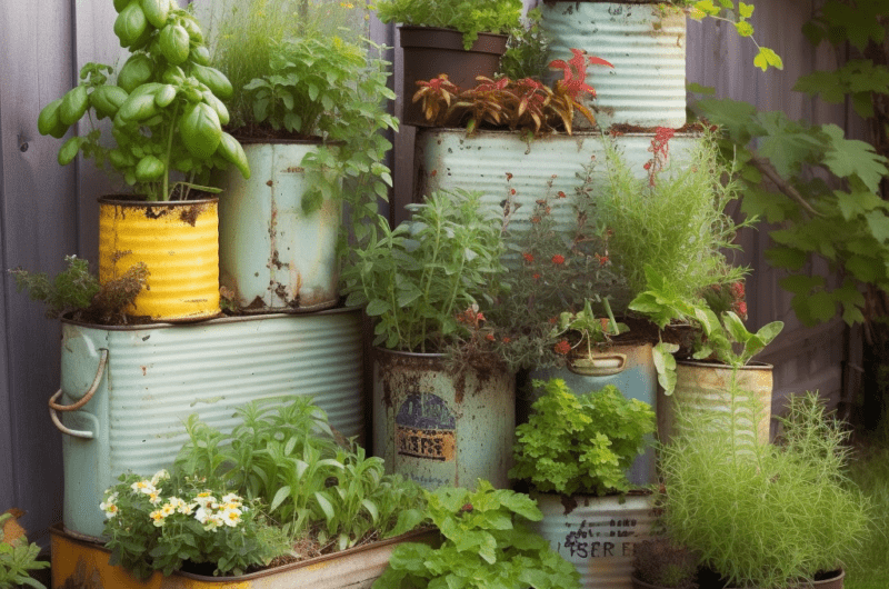 Recycled Container Herb Garden